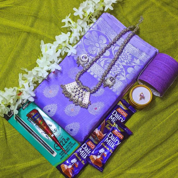 Purple Saree Gift Combo Set