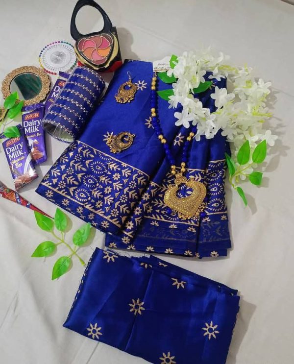 Japani blue silk saree