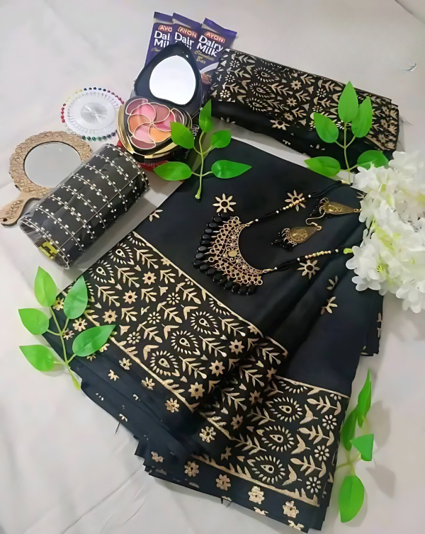 black japani silk saree