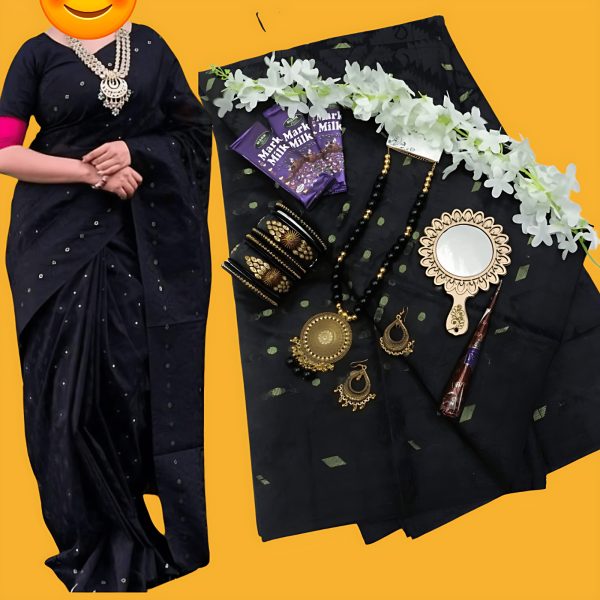 Jamdani saree combo set – Black