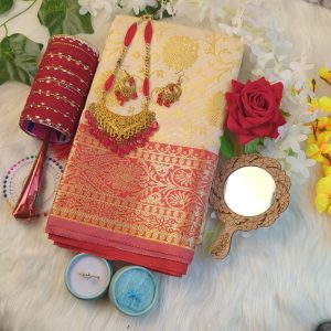 Best gift for wife – কাতান বেনারশী শাড়ি এর কম্বো প্যাকেজ