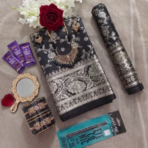Black Katan Saree - For Wife gift package